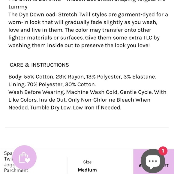 SPANX Stretch Twill Cargo Jogger with Ankle Zip in Parchm Cream Size 1X - Picture 16 of 16